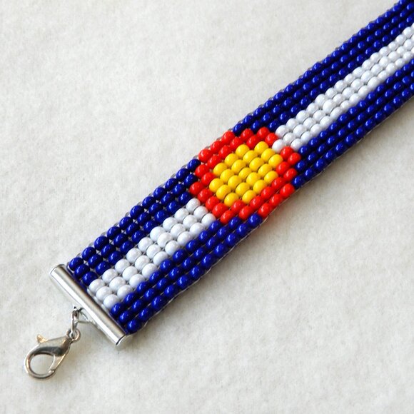 Colorado state flag bead bracelet, handmade, adjustable length - Picture 4 of 6
